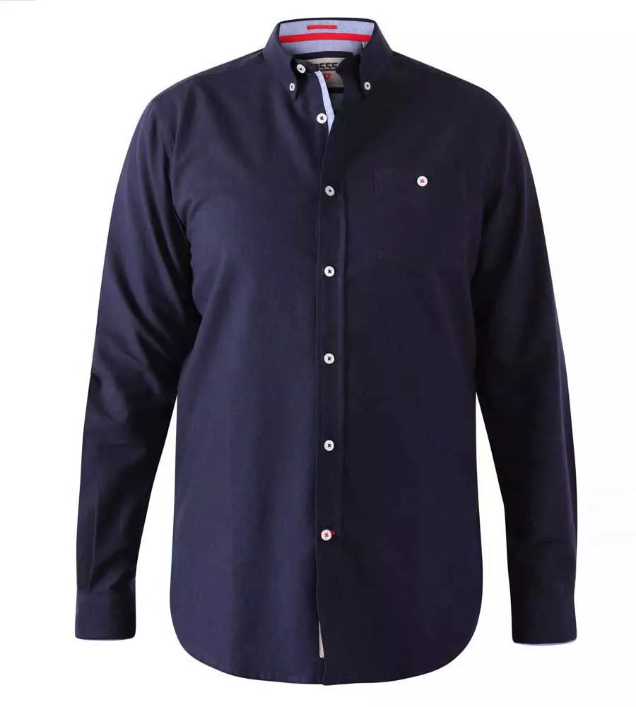 D555 Mens Navy Oxford Shirt With Long Sleeves (COLCHESTER-1)